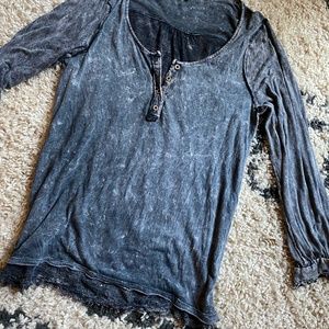 Gimmicks Black Long Sleeve, Acid Wash, Distressed